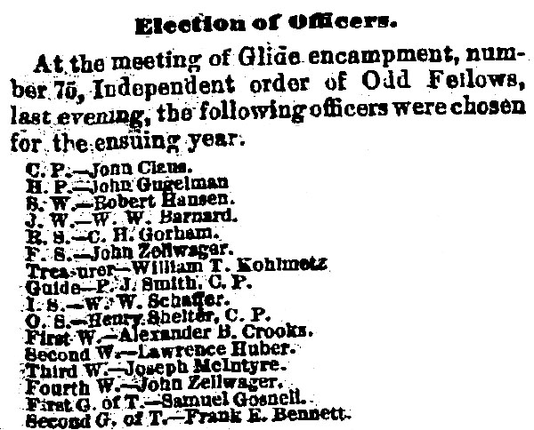 Officers of Odd Fellows Glide Encampment Rochester, NY 1882